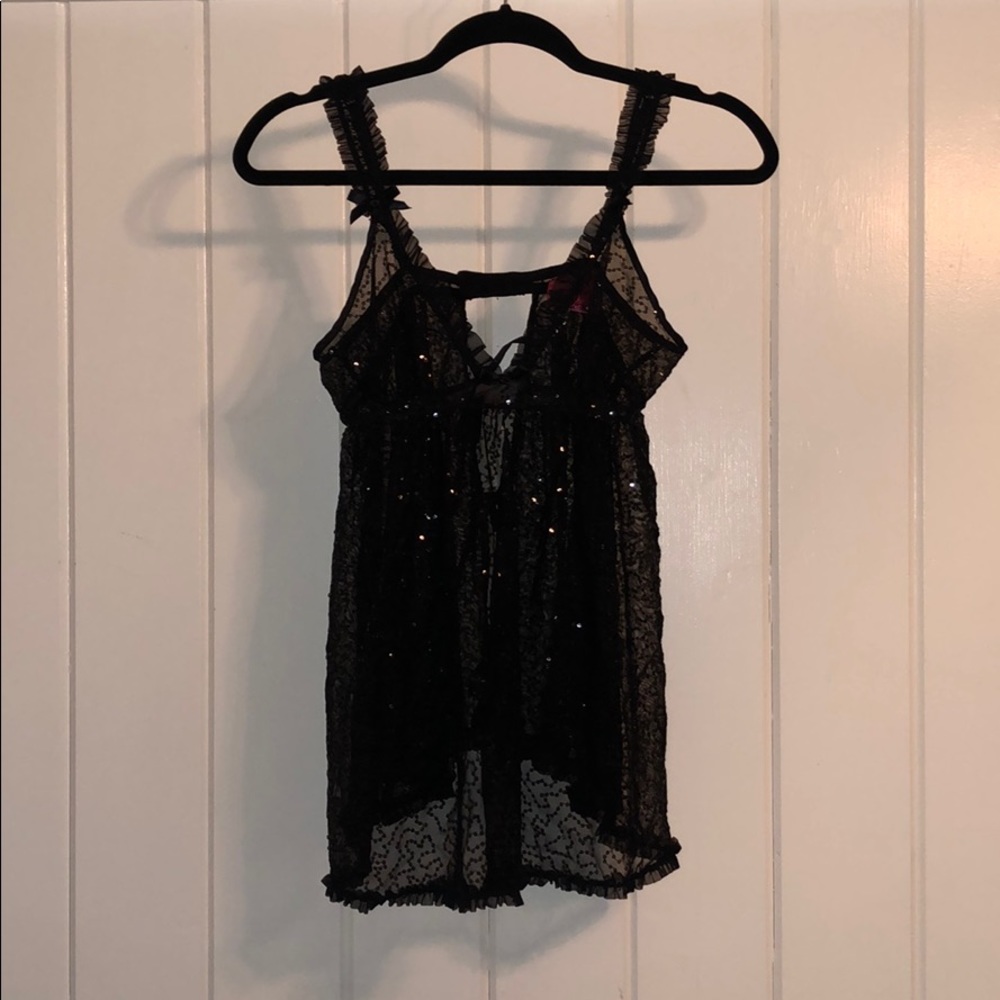Black Sequin Babydoll Slip